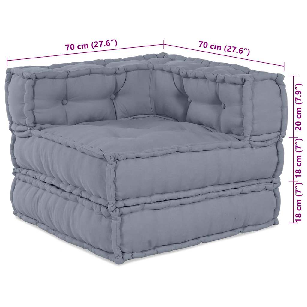 Unità di Divano Modulare Tessuto Grigio 70 x 70 x 56 cm