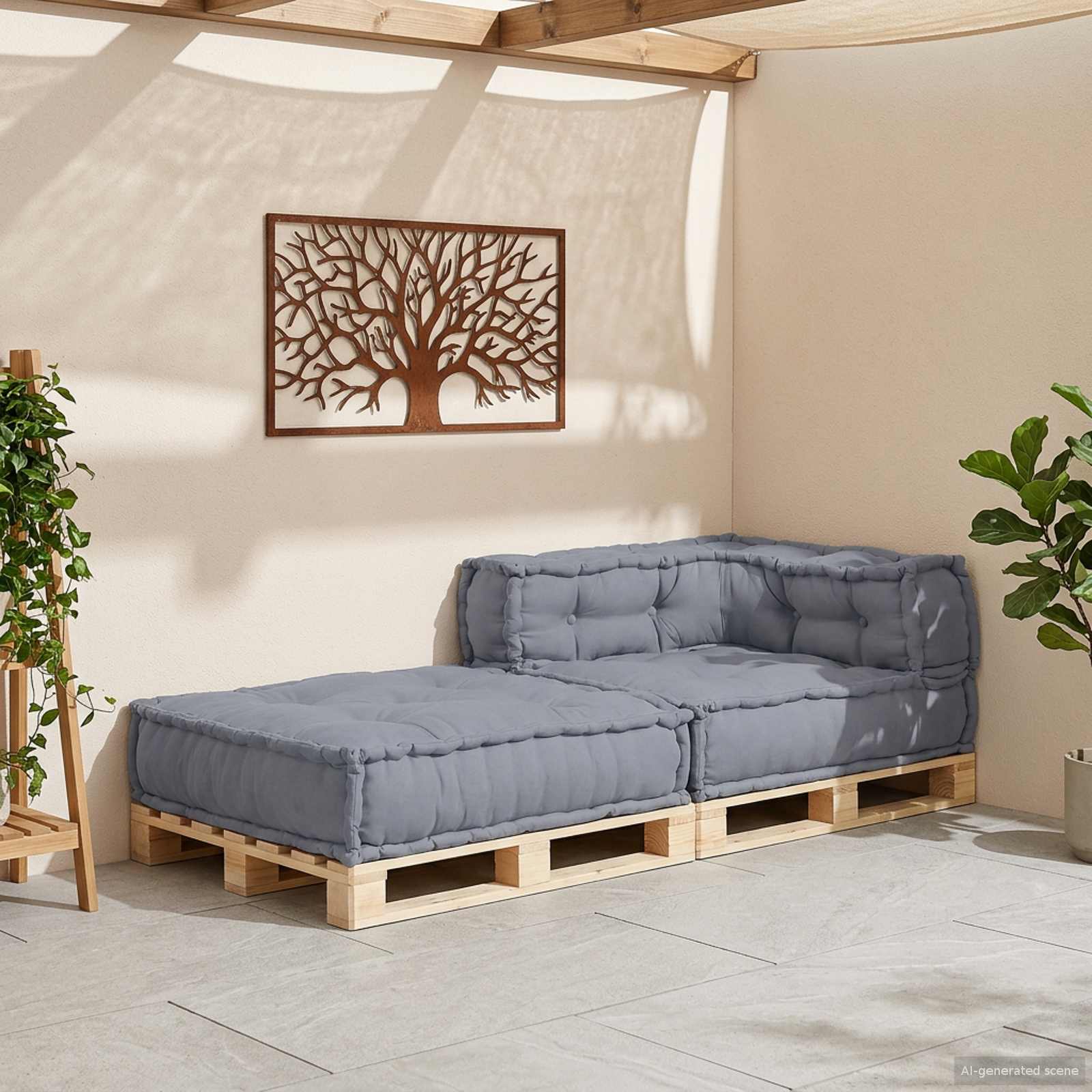 Unità di Divano Modulare Tessuto Grigio 70 x 70 x 56 cm