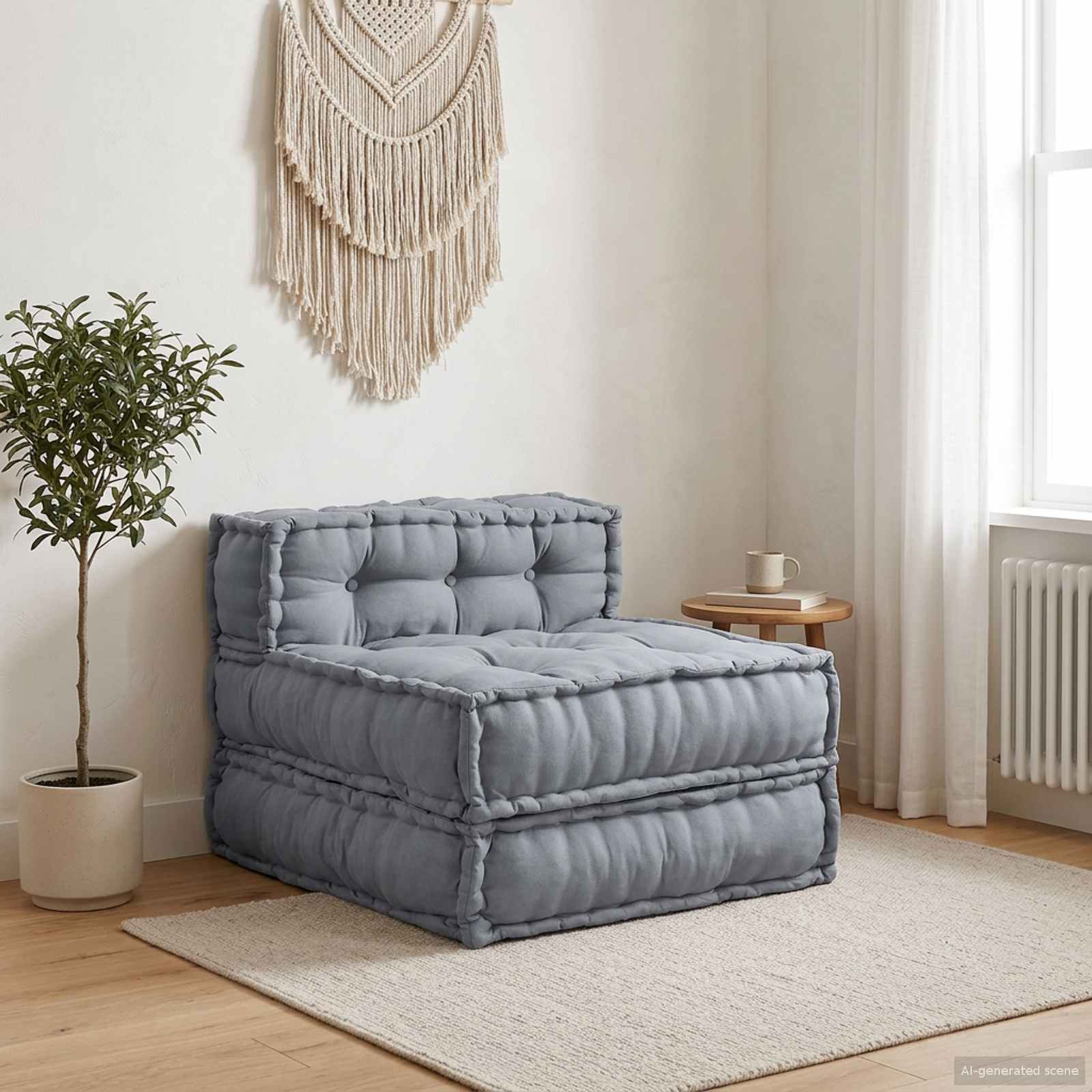 Unità di Divano Modulare Tessuto Grigio 70 x 70 x 56 cm