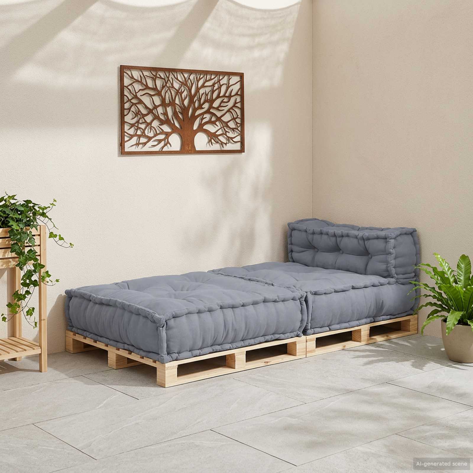 Unità di Divano Modulare Tessuto Grigio 70 x 70 x 56 cm