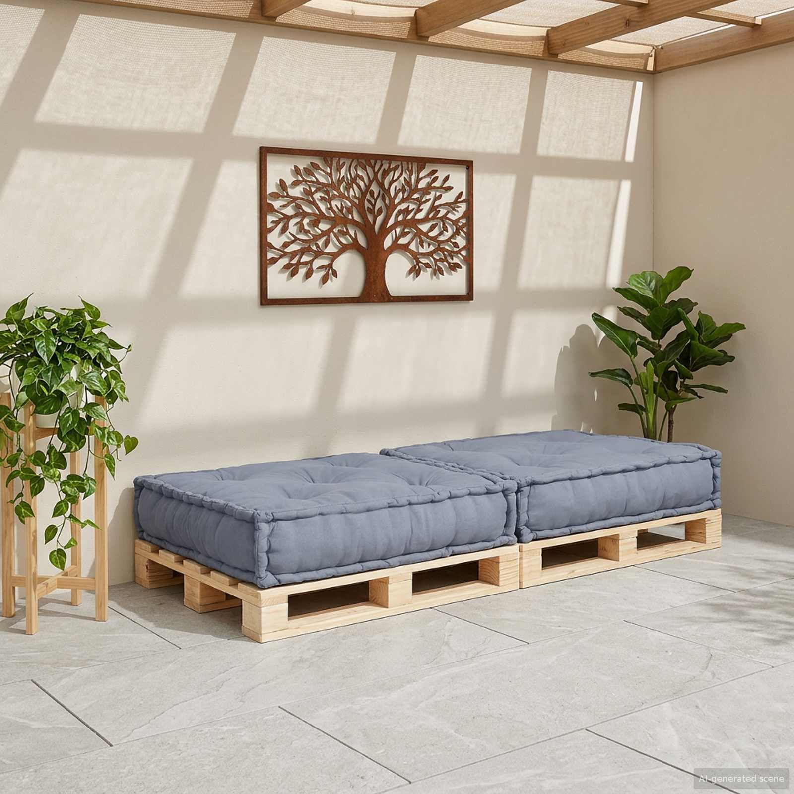 Unità di Divano Modulare Tessuto Grigio 70 x 70 x 36 cm