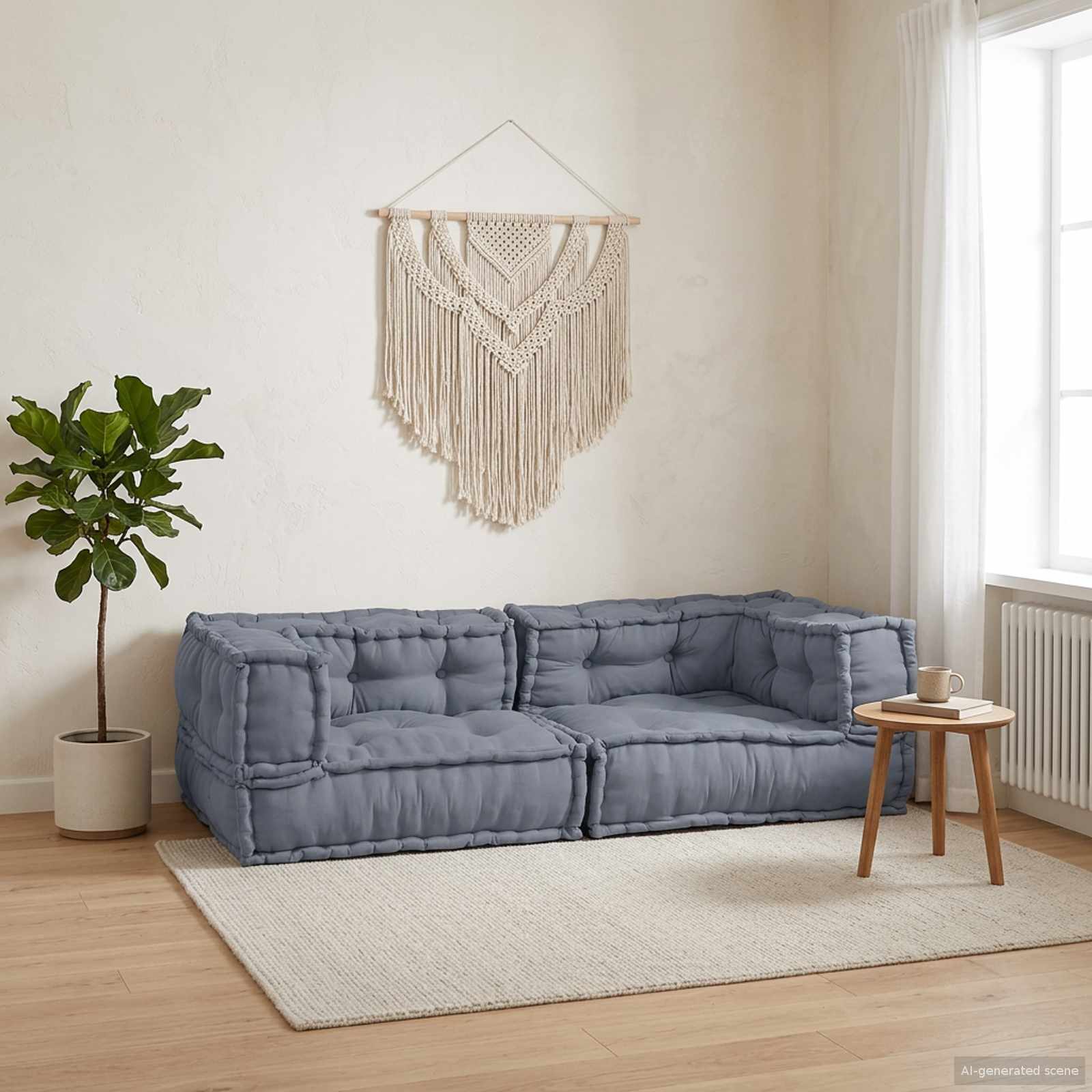 Unità di Divano Modulare 3 pz Tessuto Grigio 140 x 70 x 36 cm