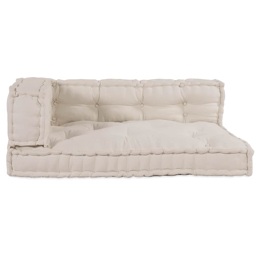 Cuscino per Divano Pallet 3 pz Tessuto Crema 120 x 80 x 34 cm