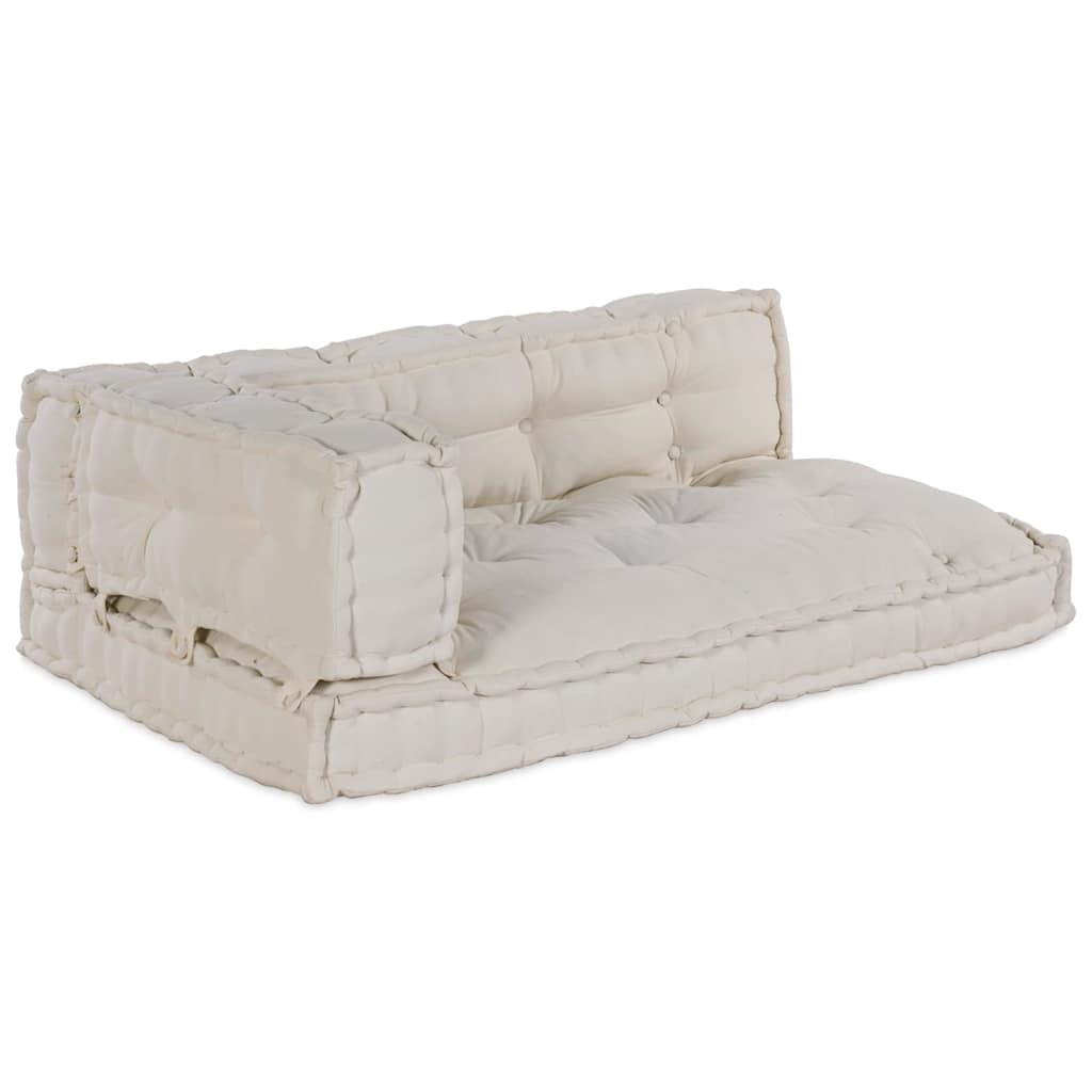 Cuscino per Divano Pallet 3 pz Tessuto Crema 120 x 80 x 34 cm