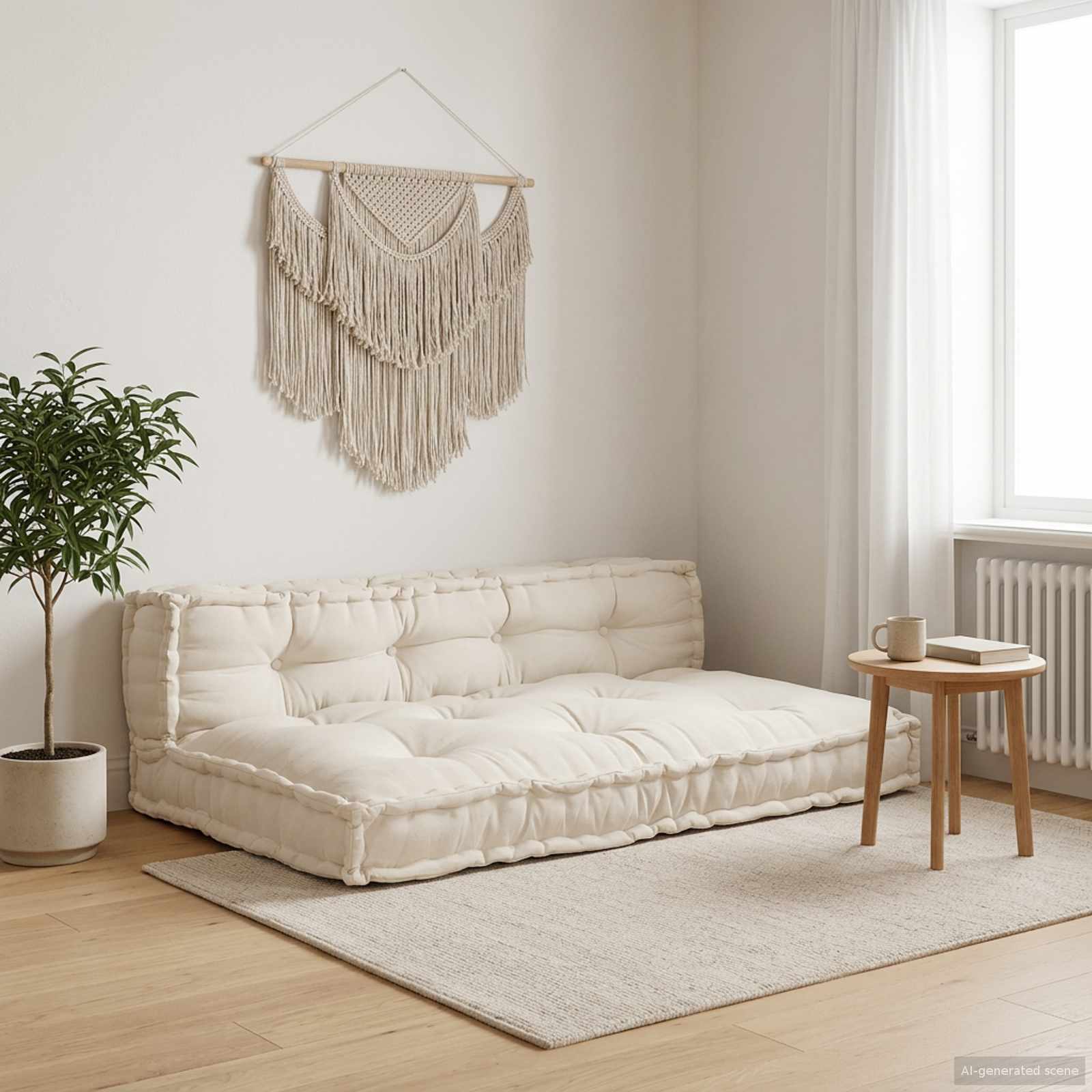 Cuscino per Divano Pallet 2 pz Tessuto Crema 120 x 80 x 38 cm