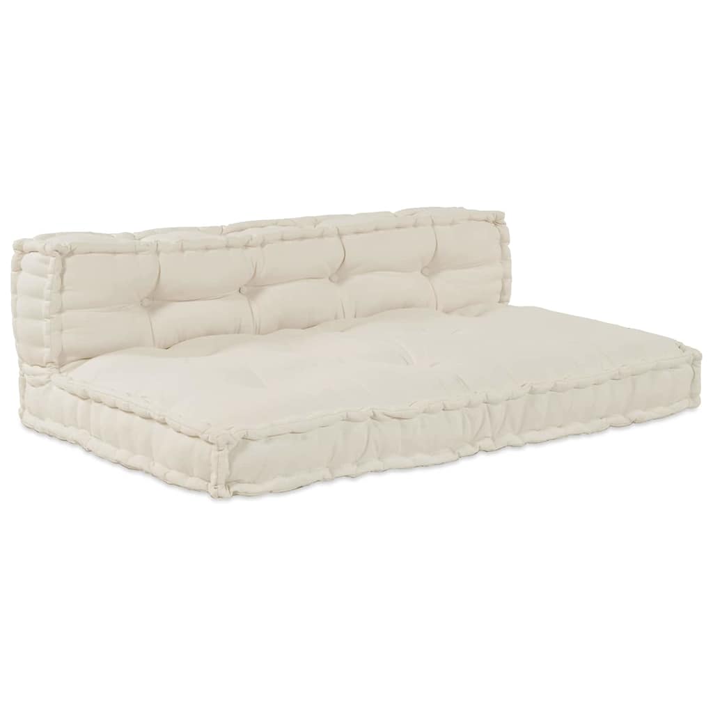 Cuscino per Divano Pallet 2 pz Tessuto Crema 120 x 80 x 38 cm