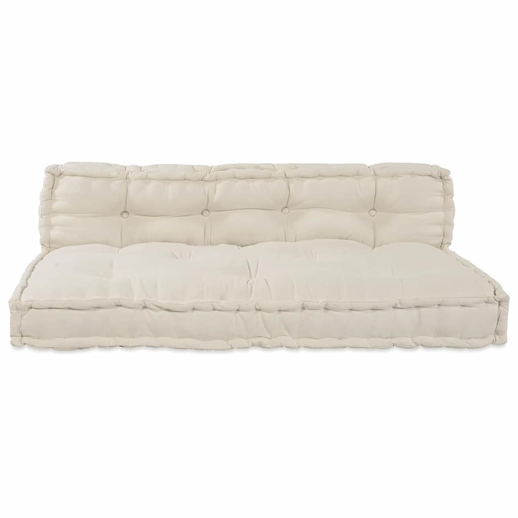 Cuscino per Divano Pallet 2 pz Tessuto Crema 120 x 80 x 38 cm