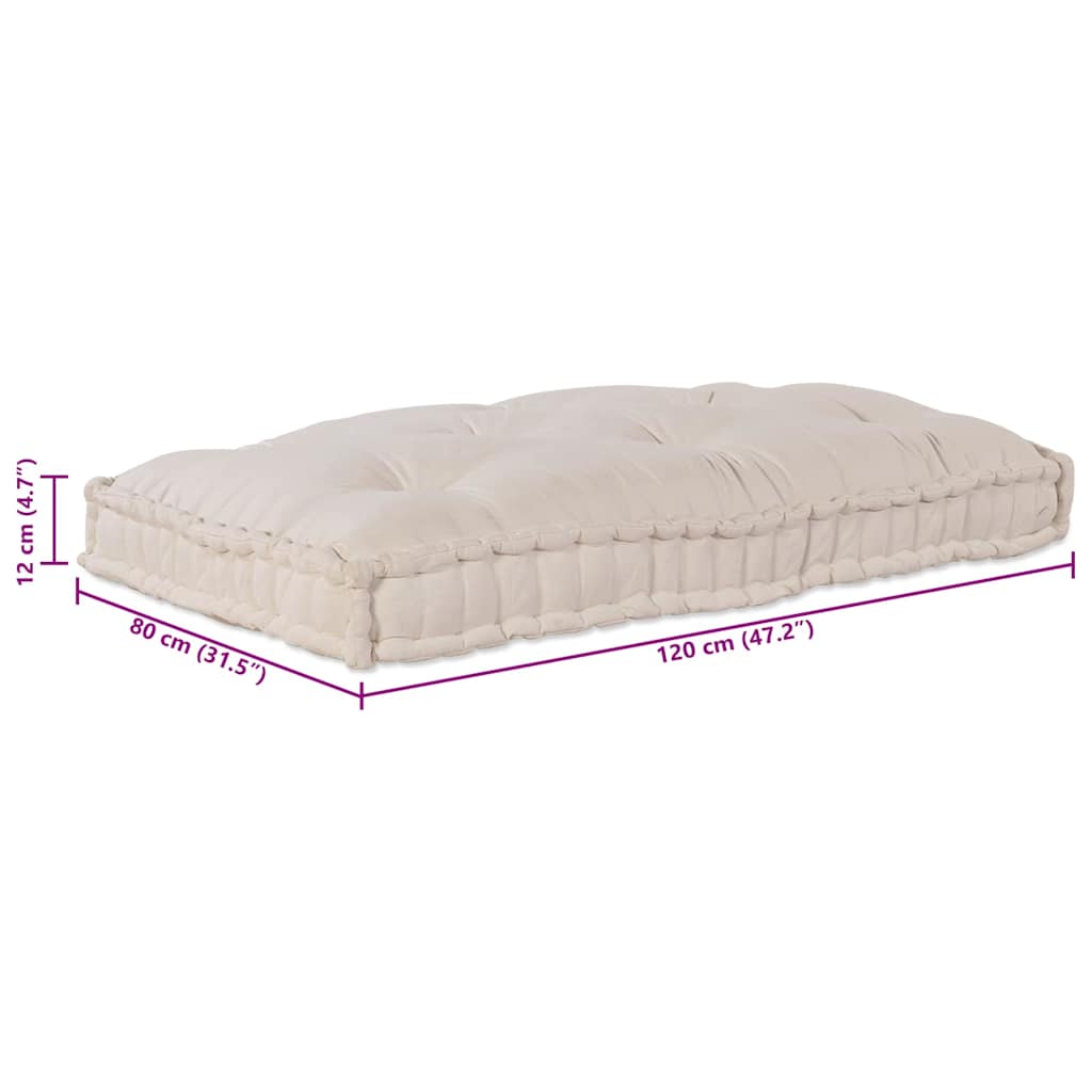 Cuscino per Divano Pallet Crema 120 x 80 x 12 cm Tessuto