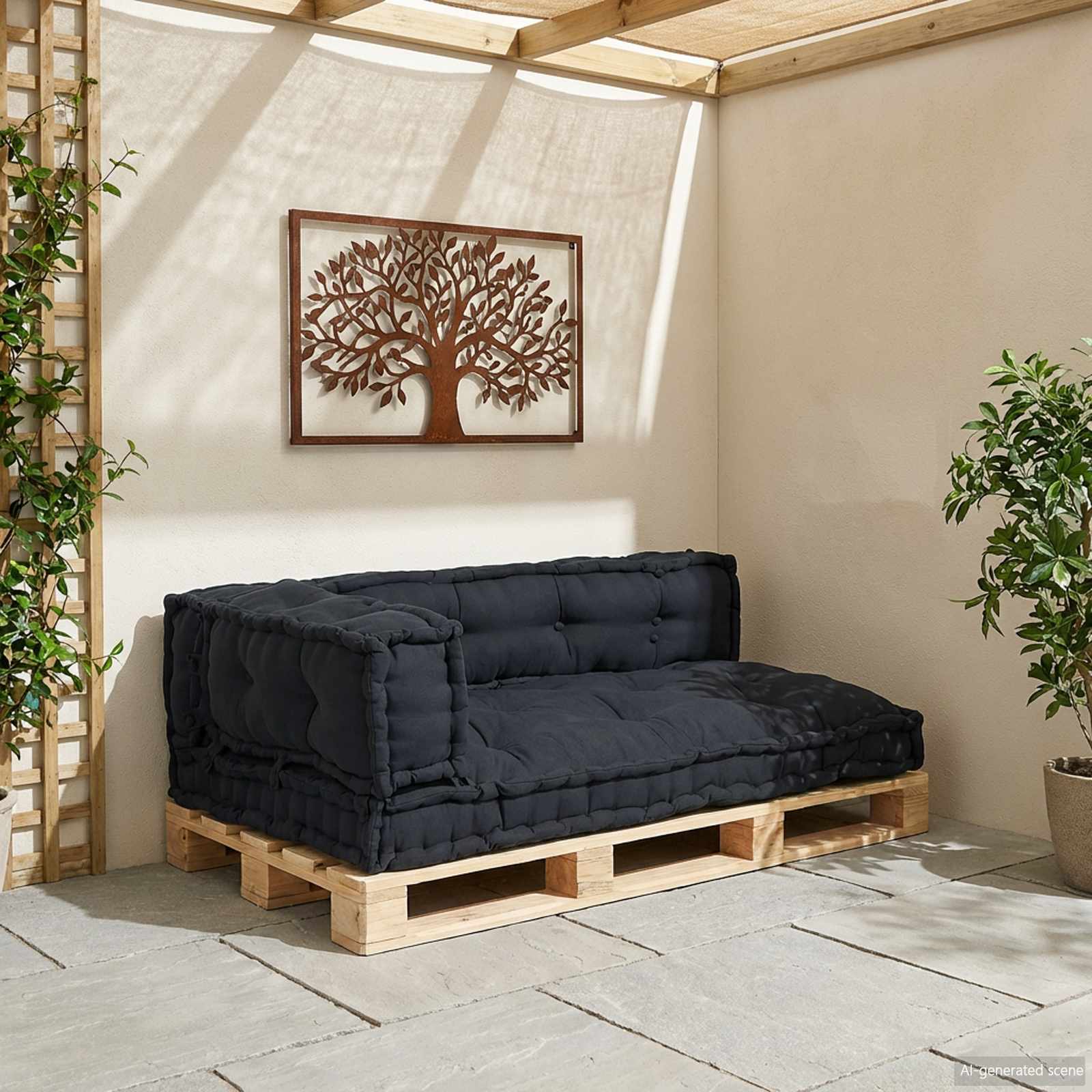 Cuscino per Divano Pallet 3 pz Tessuto Antracite
