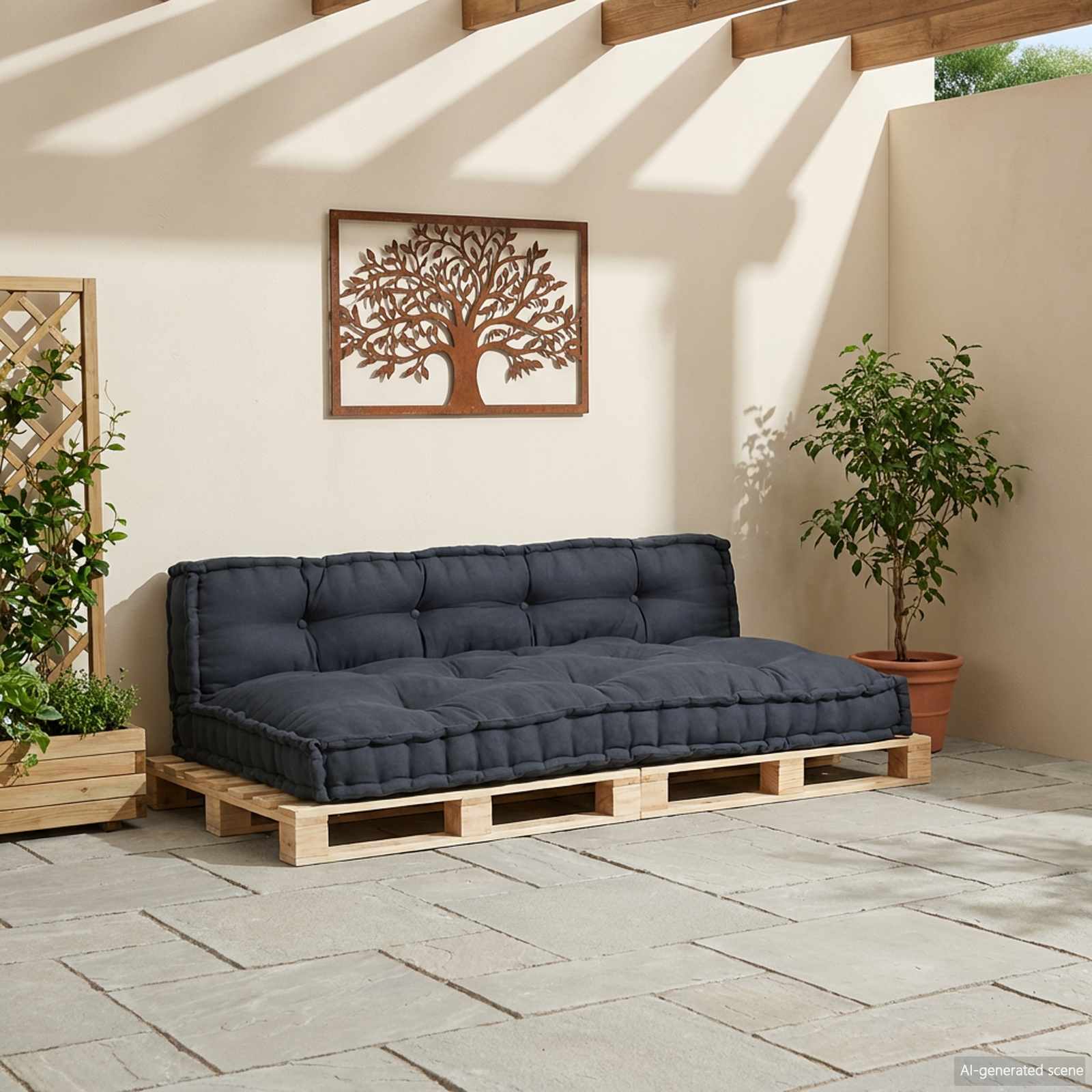 Cuscino per Divano Pallet 2 pz Tessuto Antracite