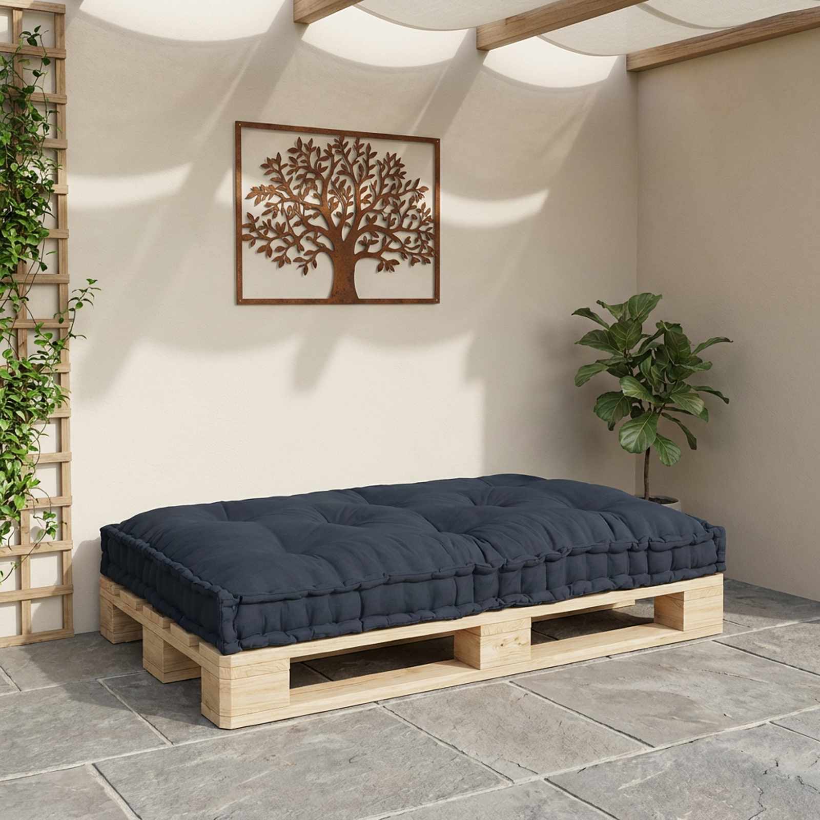 Cuscino per Divano Pallet Antracite 120 x 80 x 12 cm Tessuto