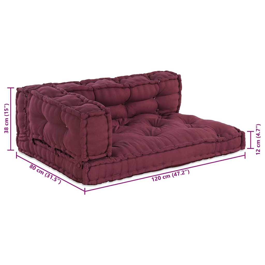 Cuscino per Divano Pallet 3 pz Tessuto Bordeaux