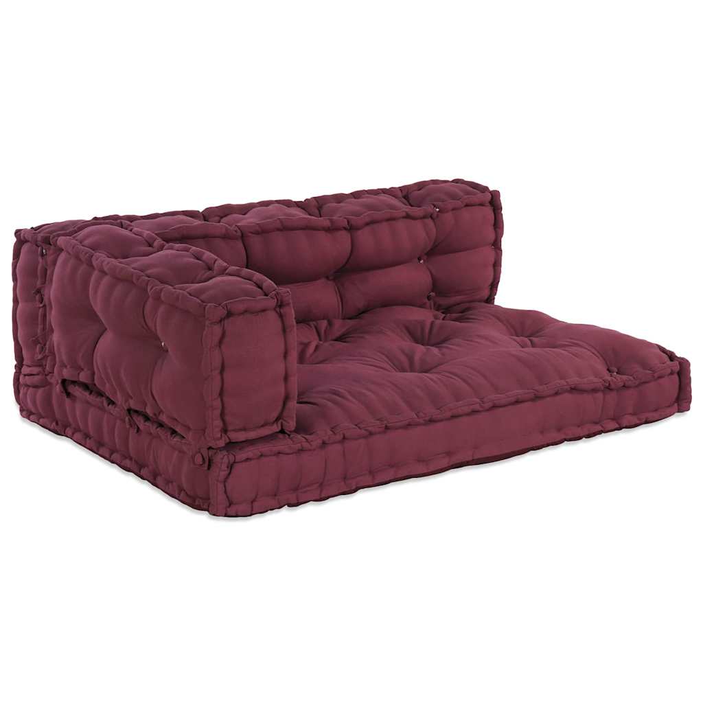 Cuscino per Divano Pallet 3 pz Tessuto Bordeaux