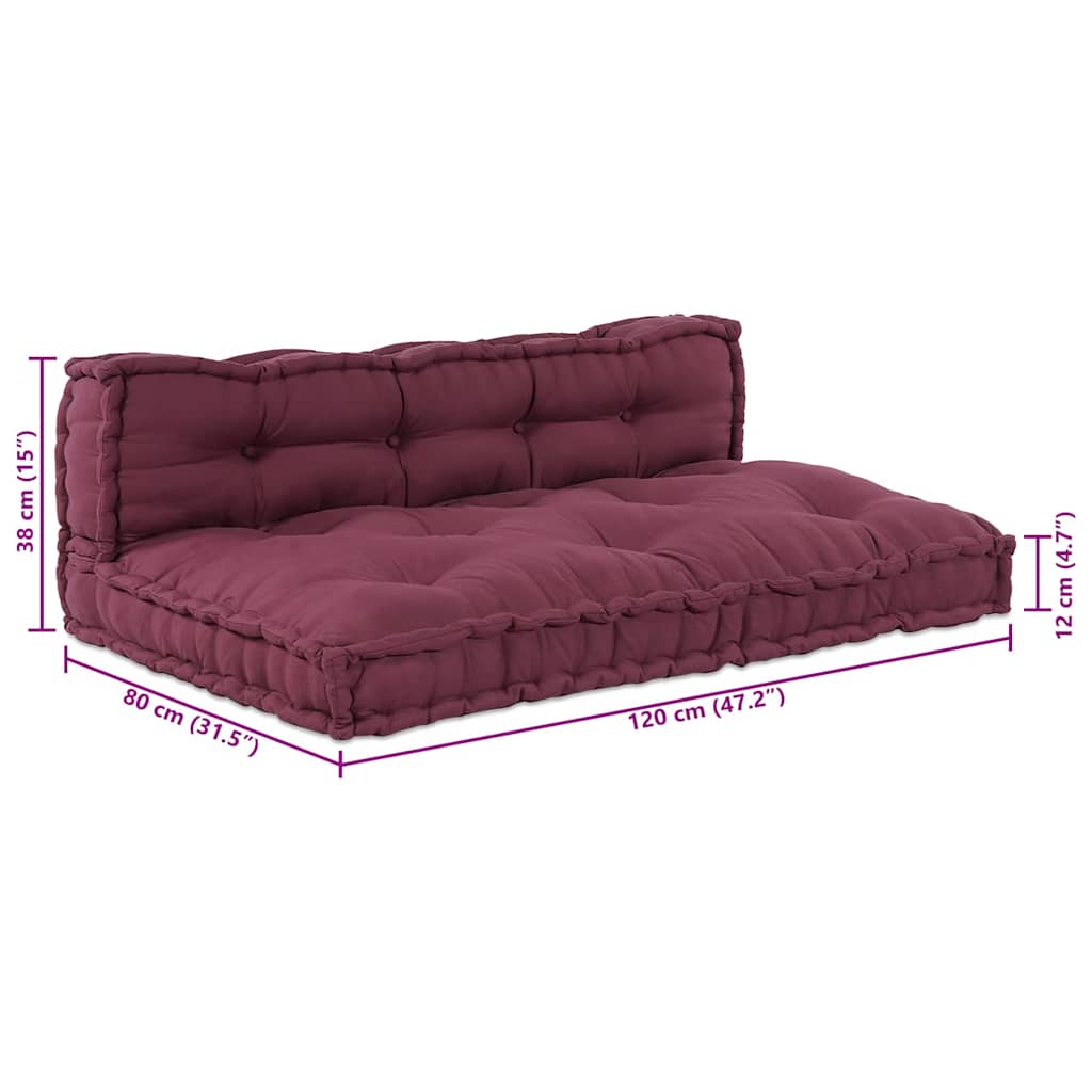 Cuscino per Divano Pallet 2 pz Tessuto Bordeaux