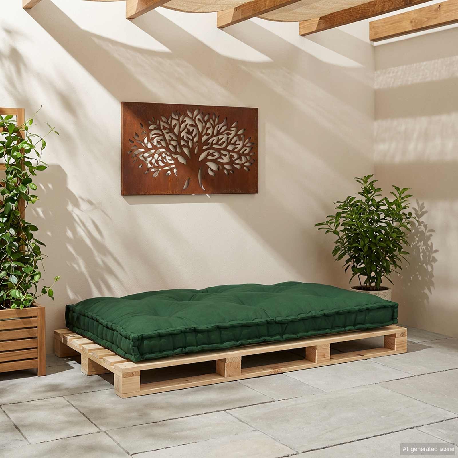 Cuscino per Divano Pallet Verde 120 x 80 x 12 cm Tessuto