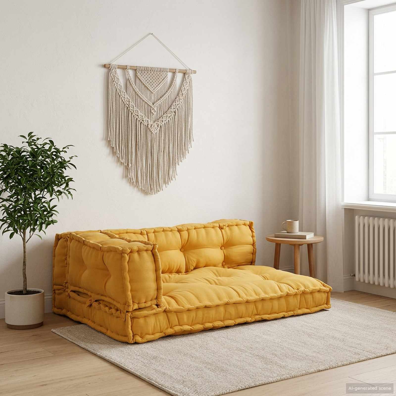 Cuscino per Divano Pallet 3 pz Tessuto Giallo 120 x 80 x 38 cm
