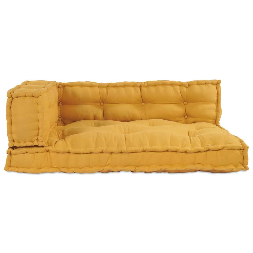 Cuscino per Divano Pallet 3 pz Tessuto Giallo 120 x 80 x 38 cm