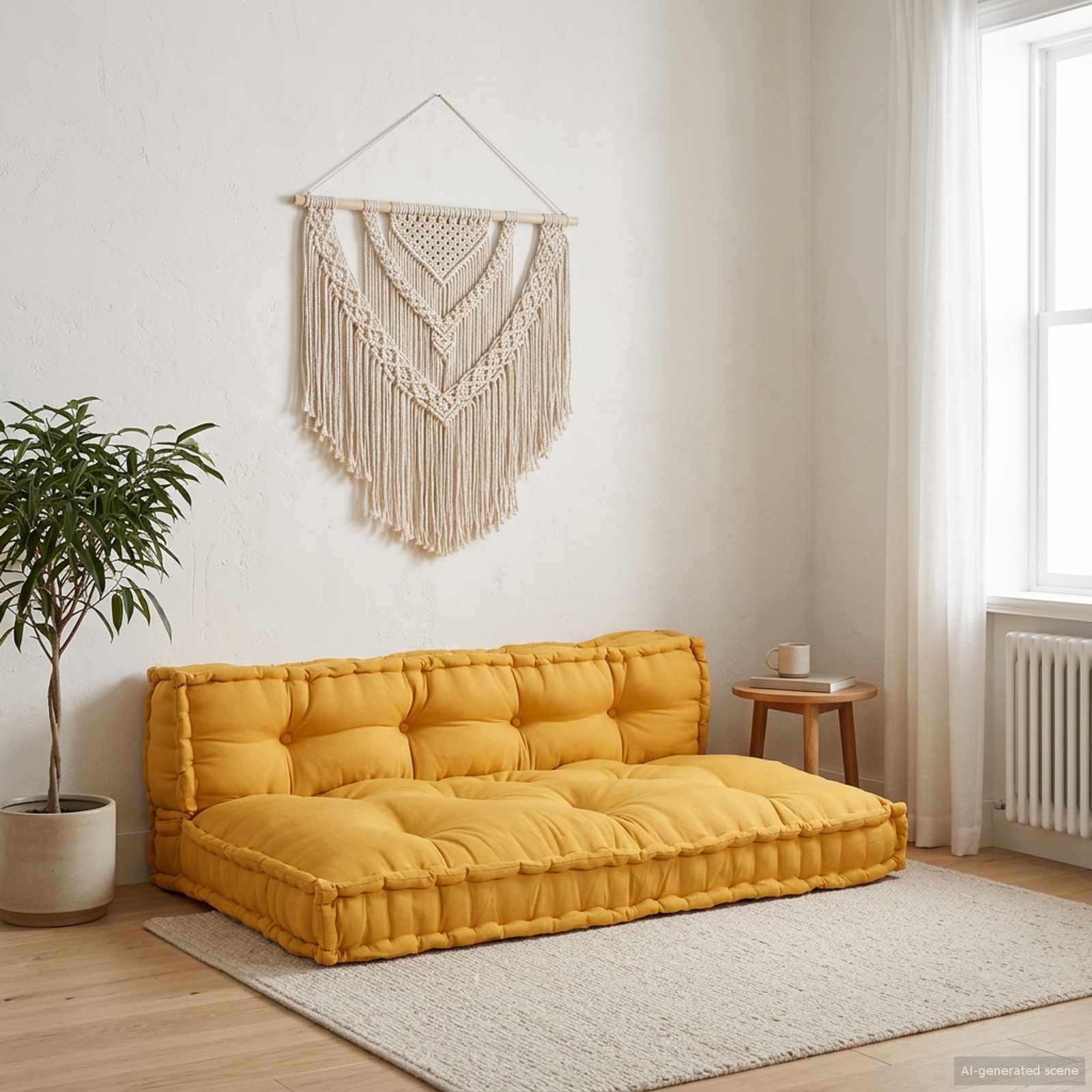 Cuscino per Divano Pallet 2 pz Tessuto Giallo 120 x 80 x 38 cm