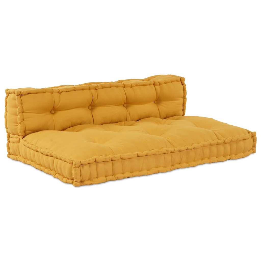 Cuscino per Divano Pallet 2 pz Tessuto Giallo 120 x 80 x 38 cm