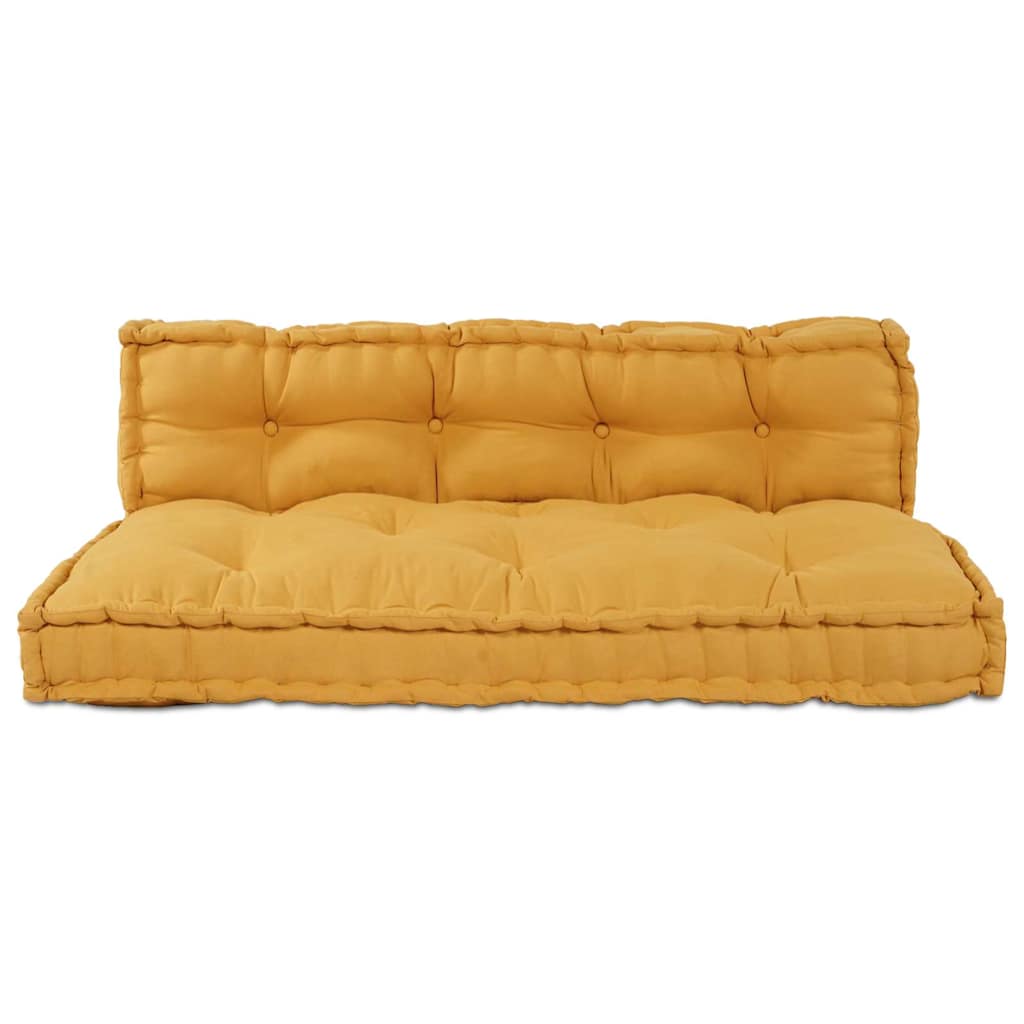 Cuscino per Divano Pallet 2 pz Tessuto Giallo 120 x 80 x 38 cm