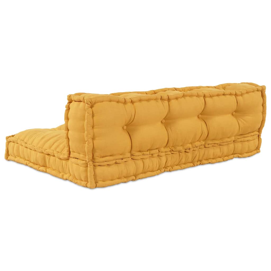 Cuscino per Divano Pallet 2 pz Tessuto Giallo 120 x 80 x 38 cm