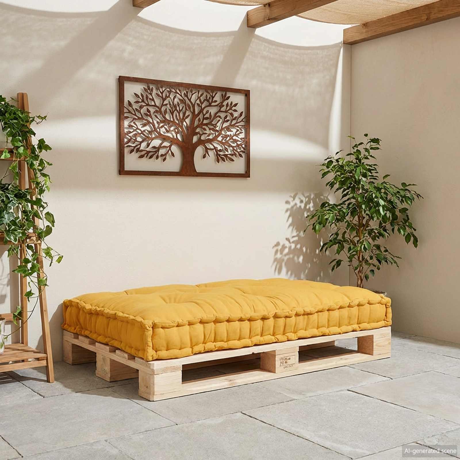 Cuscino per Divano Pallet Giallo 120 x 80 x 12 cm Tessuto