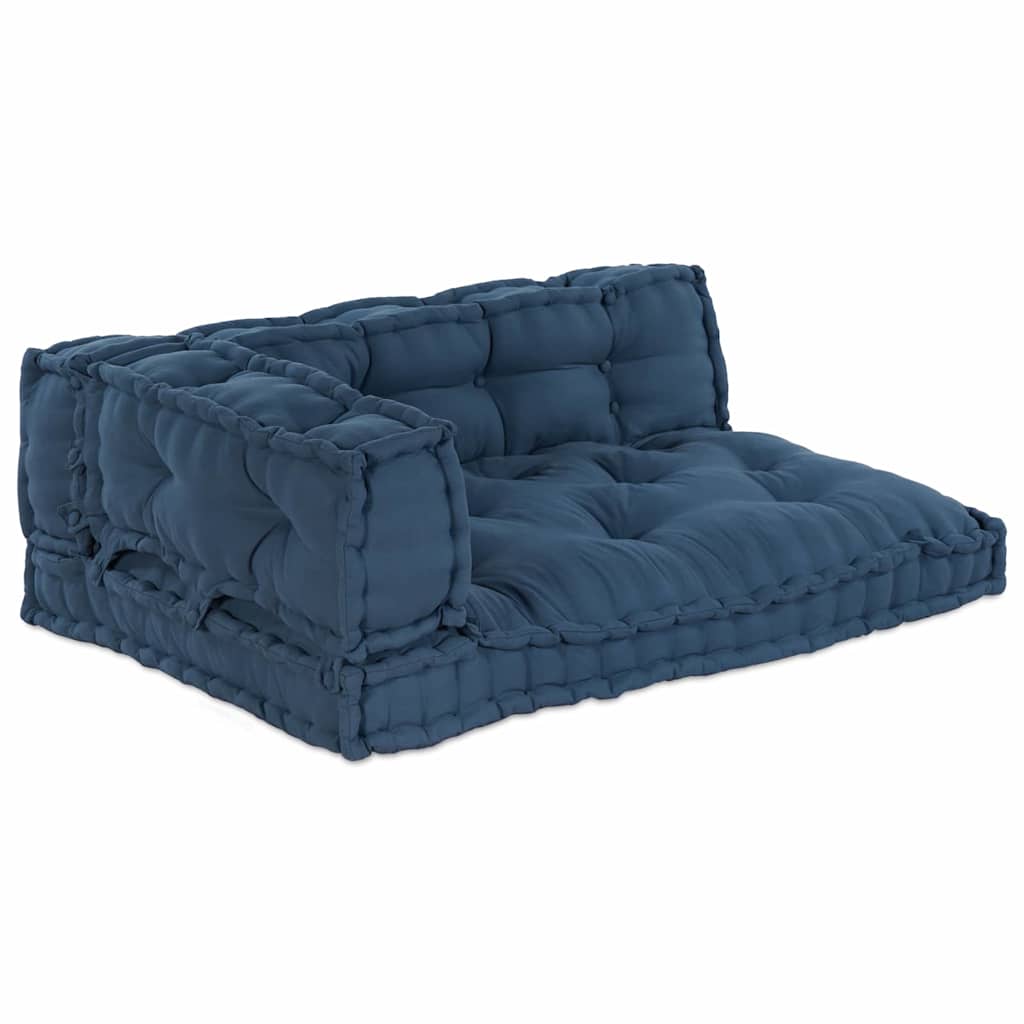 Cuscino per Divano Pallet 3 pz Tessuto Indaco 120 x 80 x 38 cm