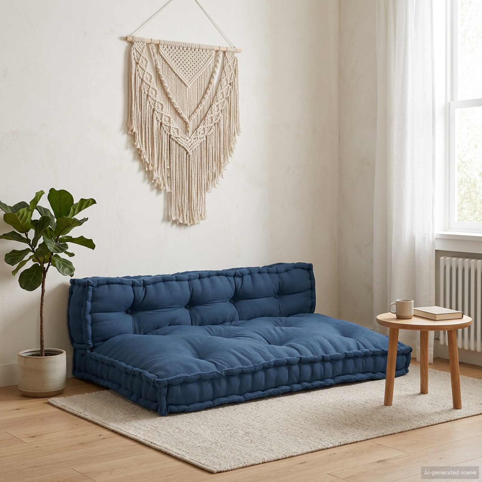 Cuscino per Divano Pallet 2 pz Tessuto Indaco 120 x 80 x 38 cm