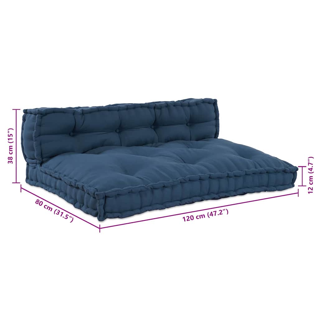 Cuscino per Divano Pallet 2 pz Tessuto Indaco 120 x 80 x 38 cm