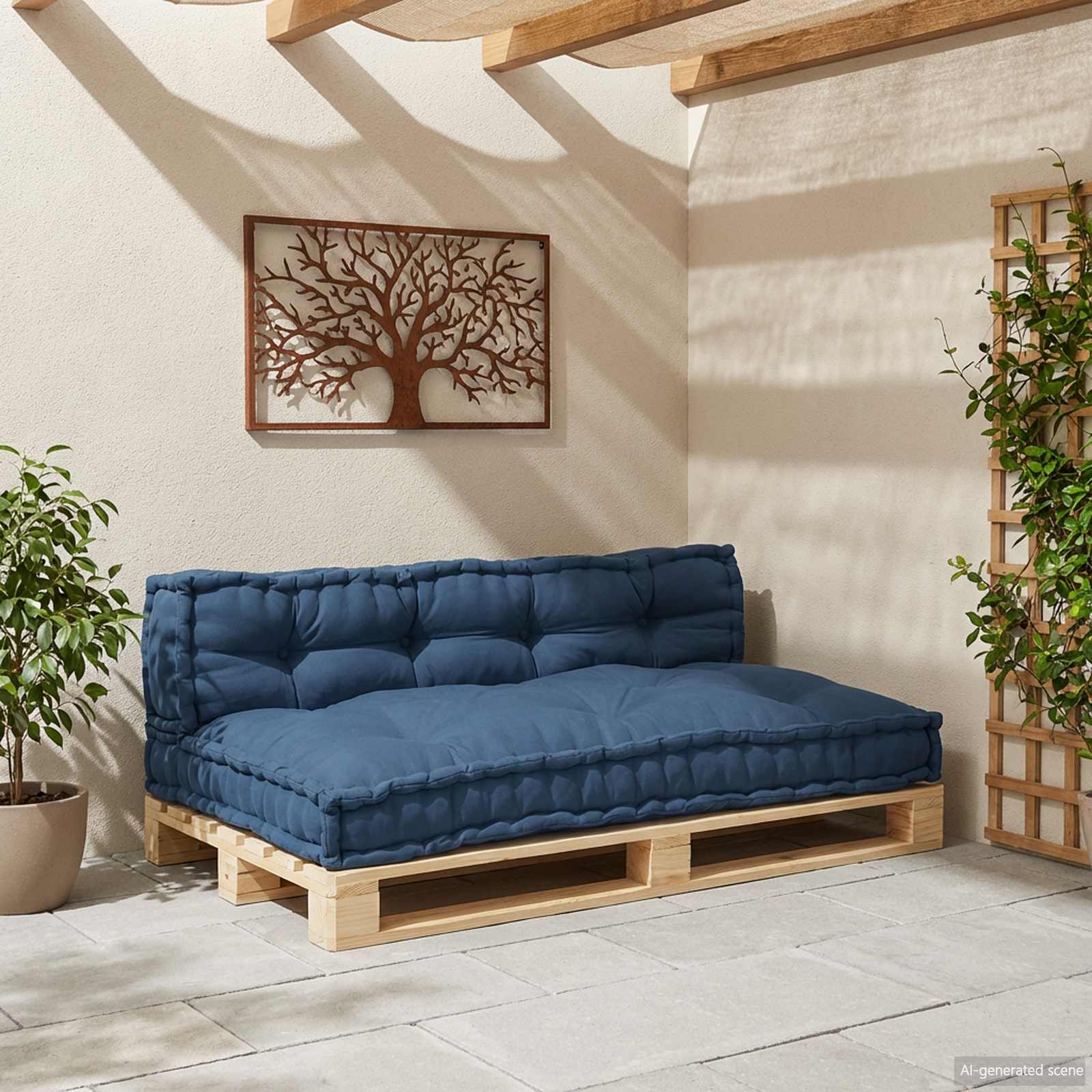 Cuscino per Divano Pallet 2 pz Tessuto Indaco 120 x 80 x 38 cm