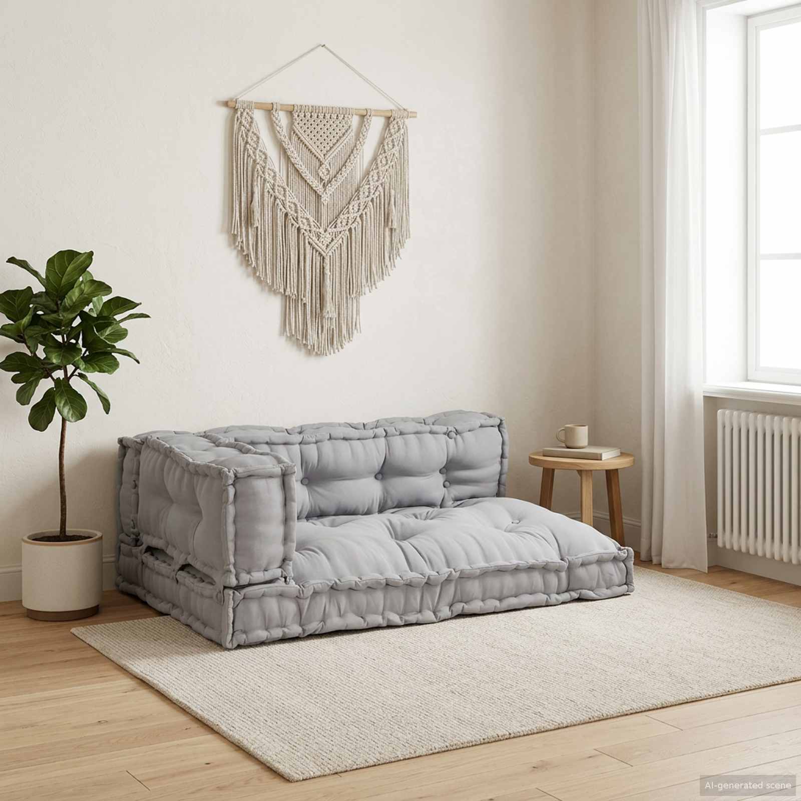 Cuscino per Divano Pallet 3 pz Tessuto Grigio 120 x 80 x 38 cm