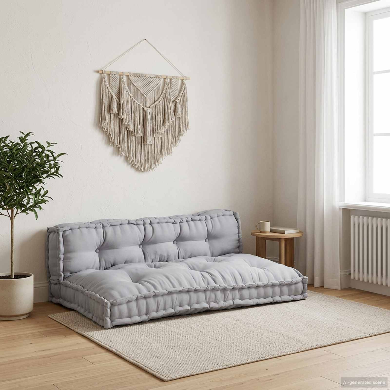Cuscino per Divano Pallet 2 pz Tessuto Grigio 120 x 80 x 38 cm