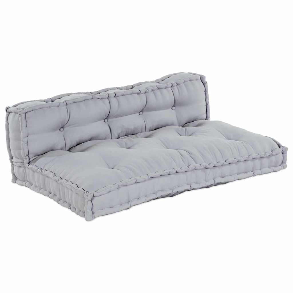 Cuscino per Divano Pallet 2 pz Tessuto Grigio 120 x 80 x 38 cm