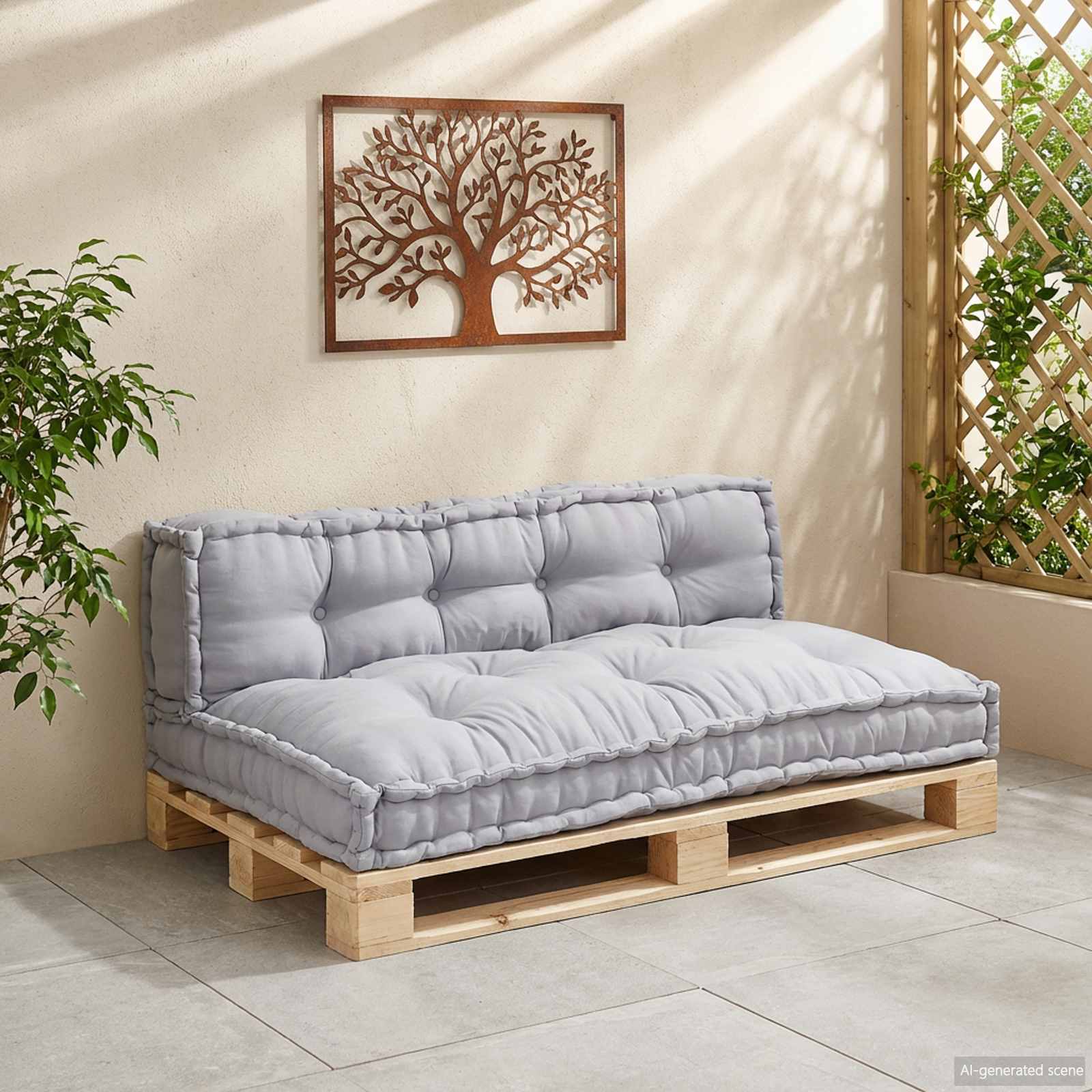 Cuscino per Divano Pallet 2 pz Tessuto Grigio 120 x 80 x 38 cm