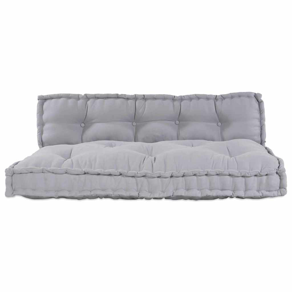 Cuscino per Divano Pallet 2 pz Tessuto Grigio 120 x 80 x 38 cm