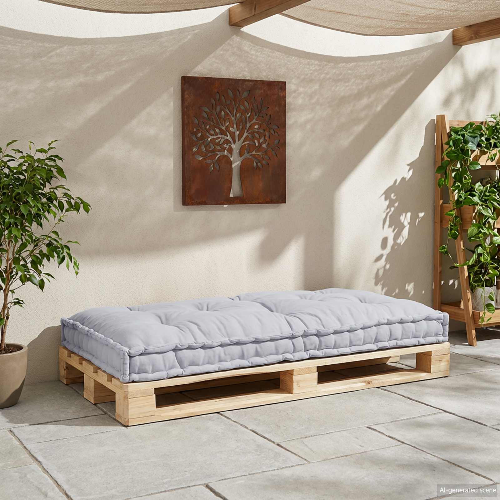 Cuscino per Divano Pallet Grigio 120 x 80 x 12 cm Tessuto