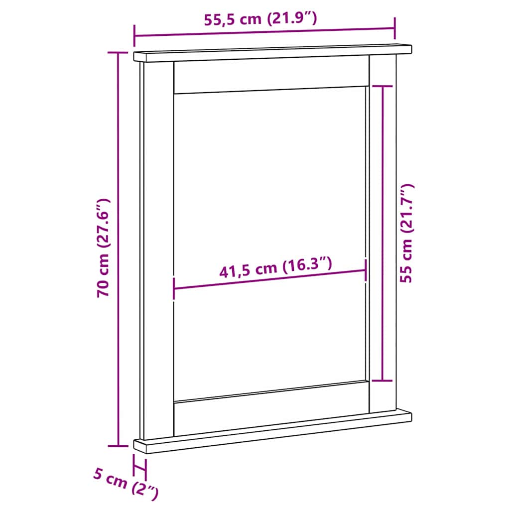 Specchio Rettangolare VIGO Bianco Antico 55,5 x 5 x 70 cm