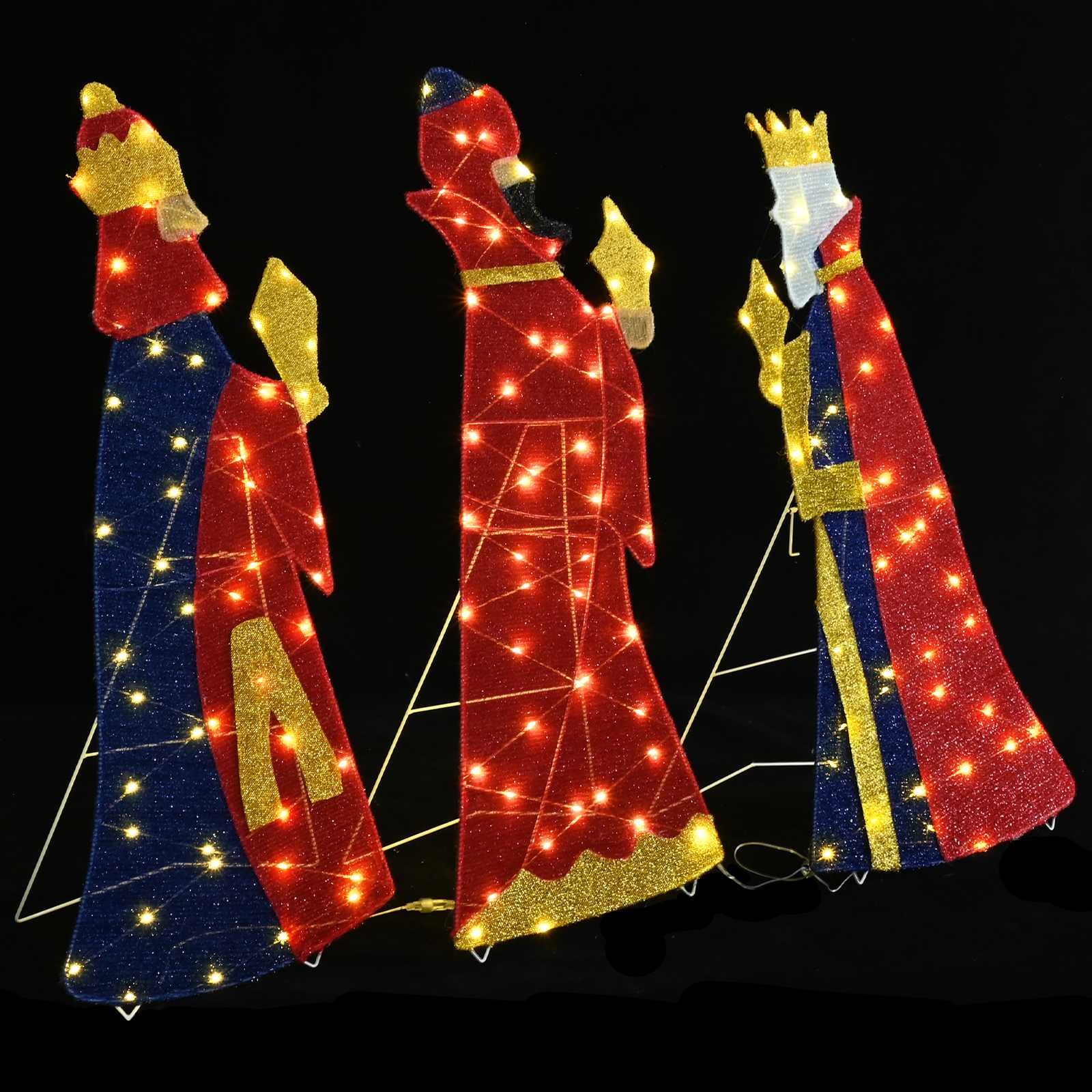 Illuminazione Natalizia dei 3 Magi 3 pz LED Bianco caldo 105 cm
