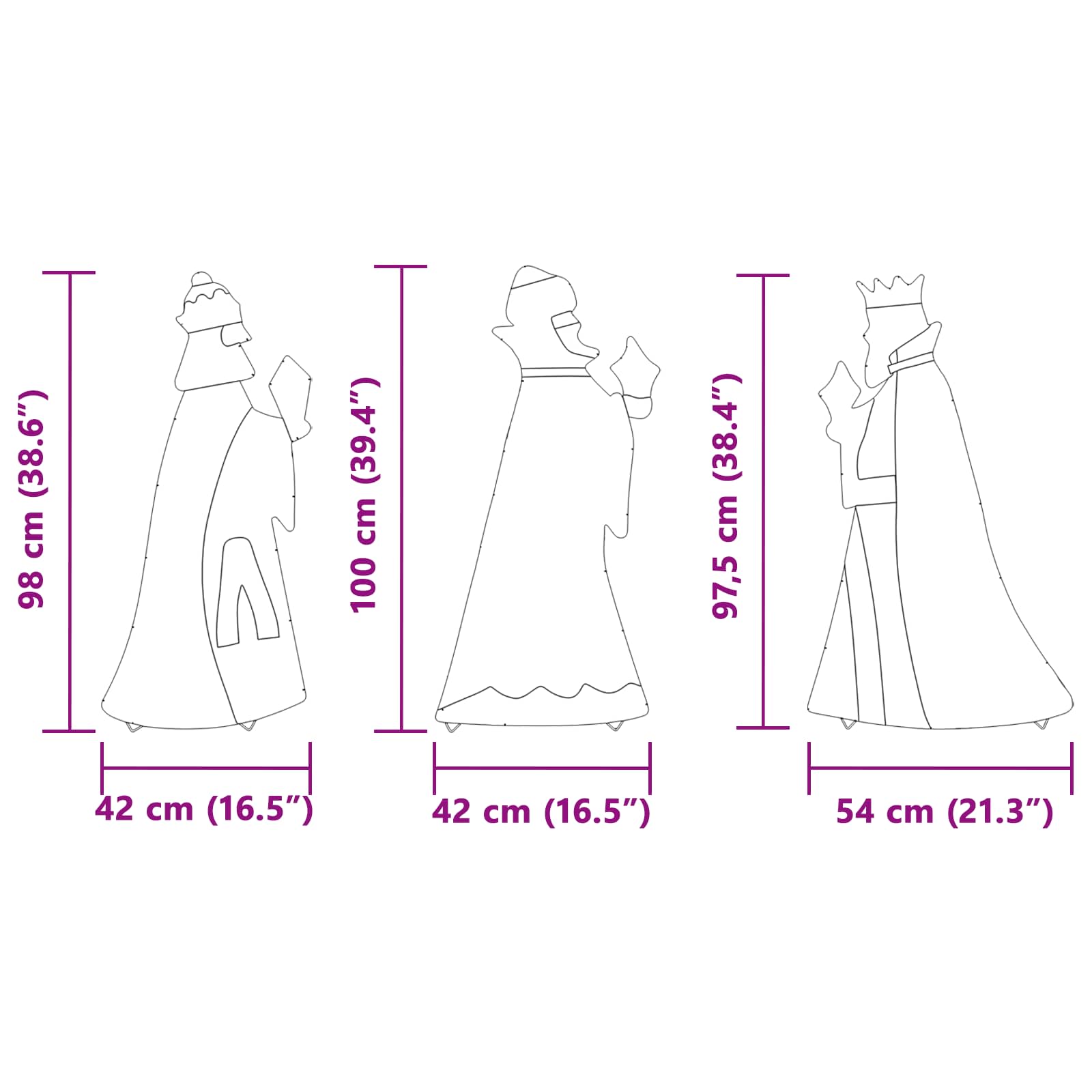 Illuminazione Natalizia dei 3 Magi 3 pz LED Bianco caldo 105 cm
