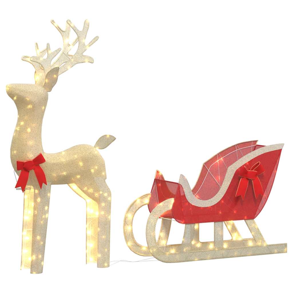 Decorazione Natalizia Renna e Slitta 100 LED Bianco Caldo