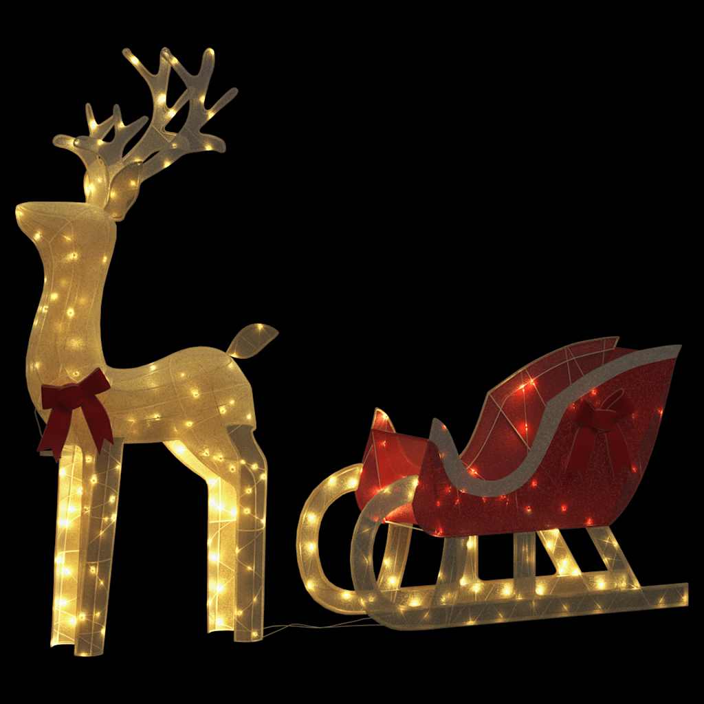 Decorazione Natalizia Renna e Slitta 100 LED Bianco Caldo