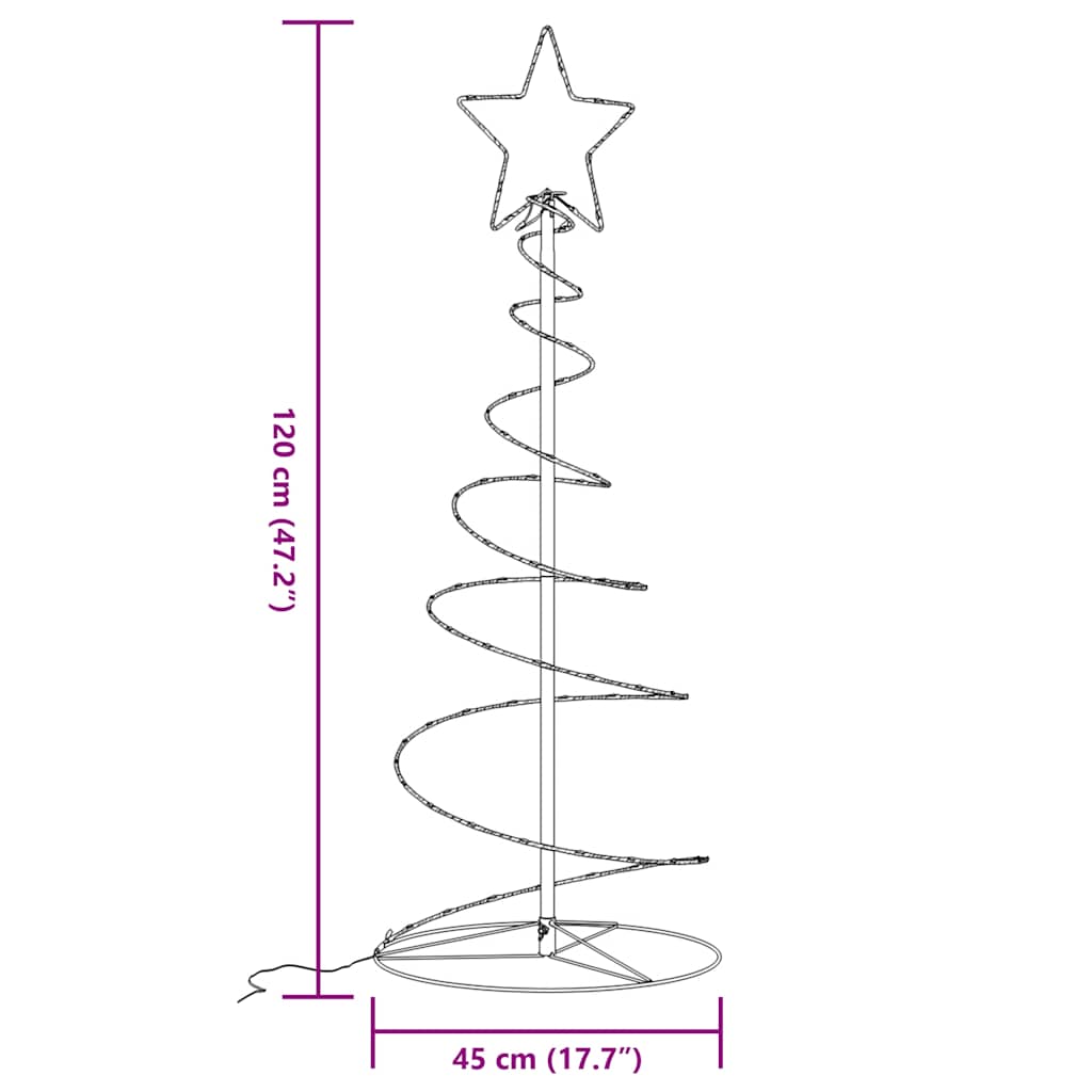 Albero di Natale a LED 80 LED Bianco Caldo 120 cm