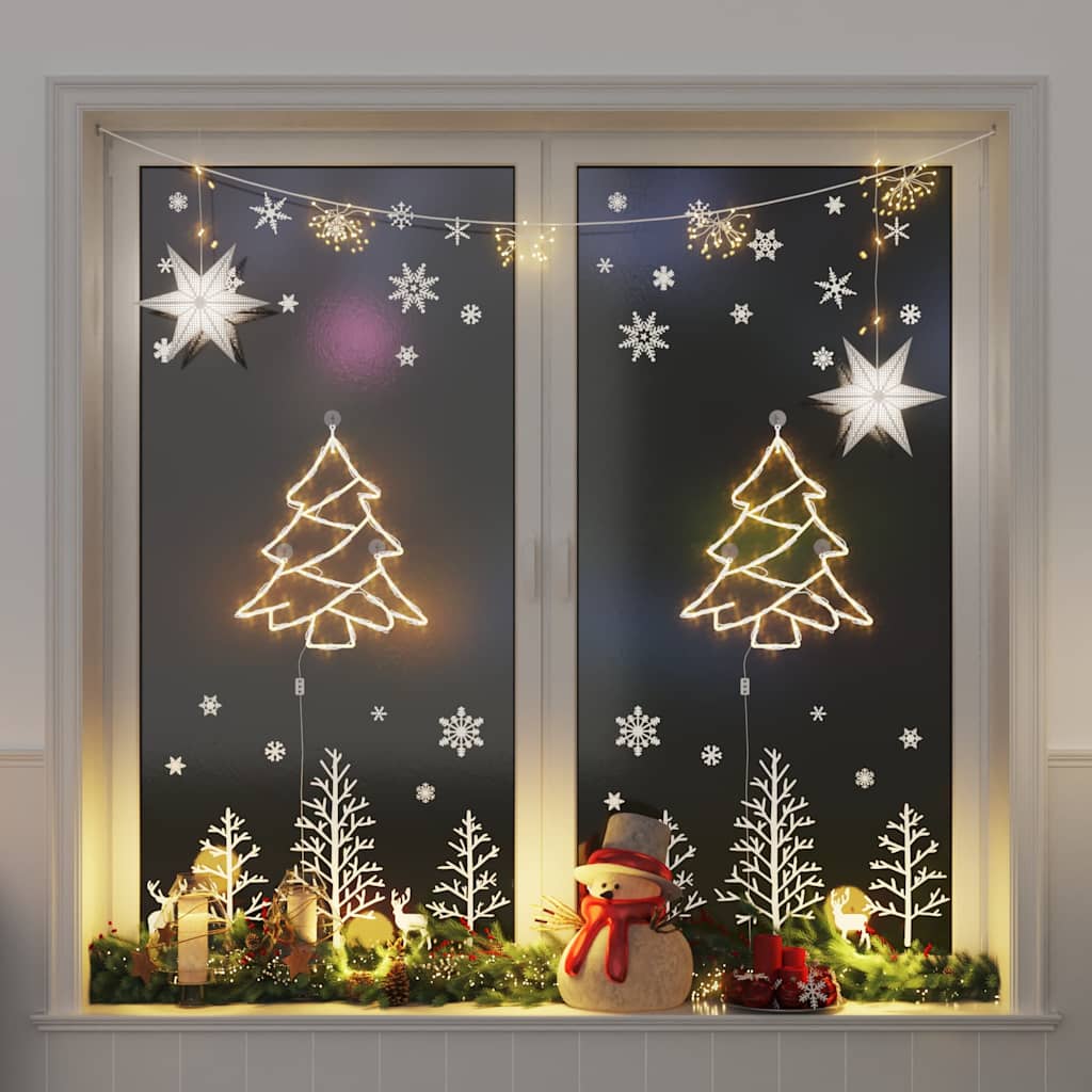 Luci di Natale Albero di Silhouette 2 pz 50 LED Bianco Caldo