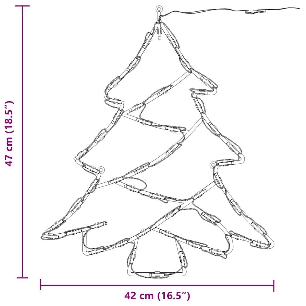Luci di Natale Albero di Silhouette 2 pz 50 LED Bianco Caldo