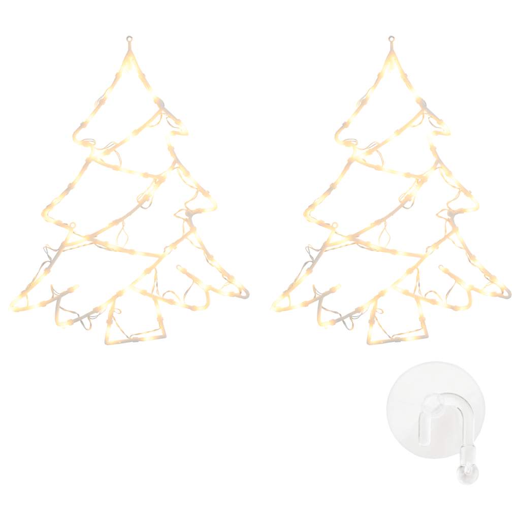 Luci di Natale Albero di Silhouette 2 pz 50 LED Bianco Caldo