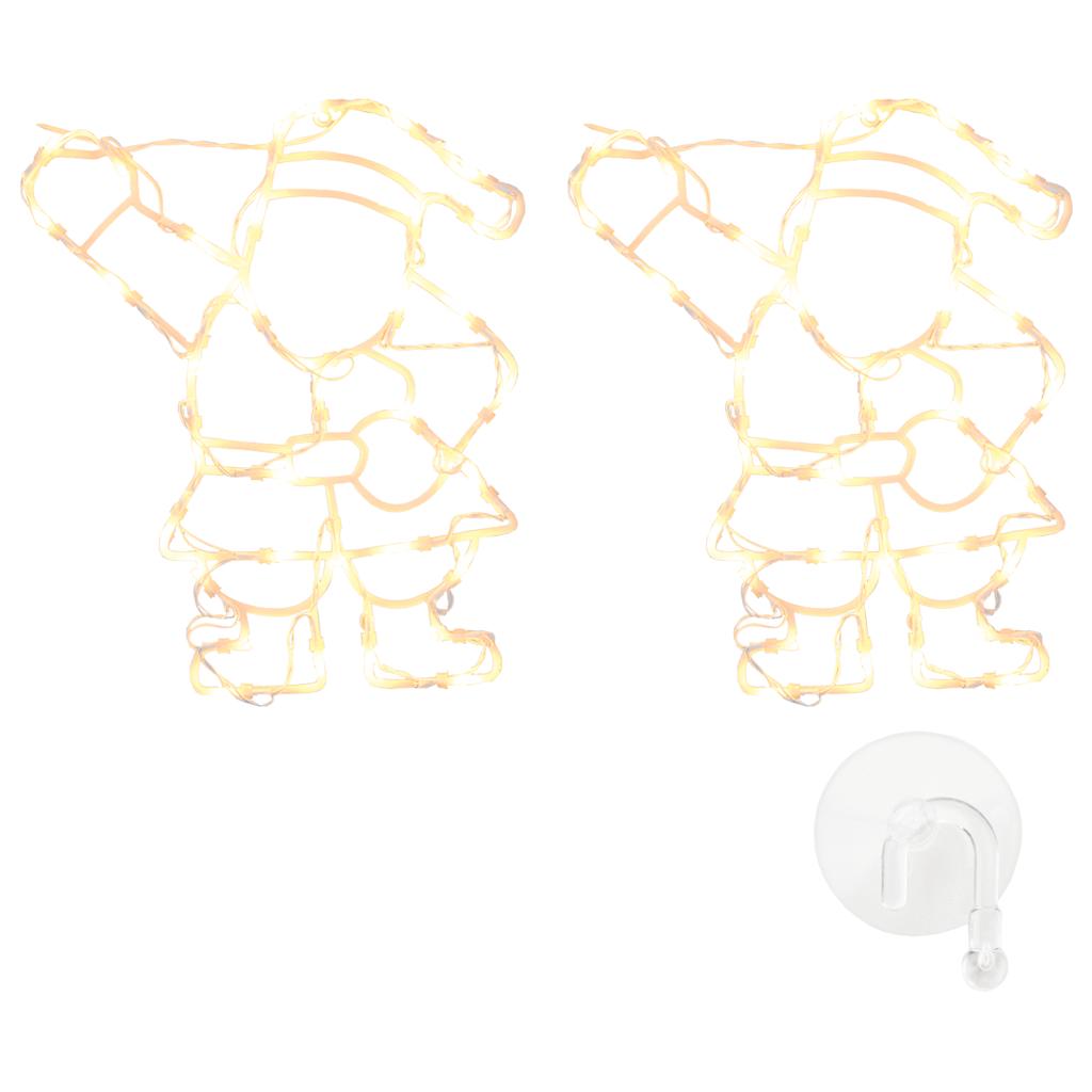 Luci di Natale Babbo Natale 2 pz 35 LED Bianco Caldo