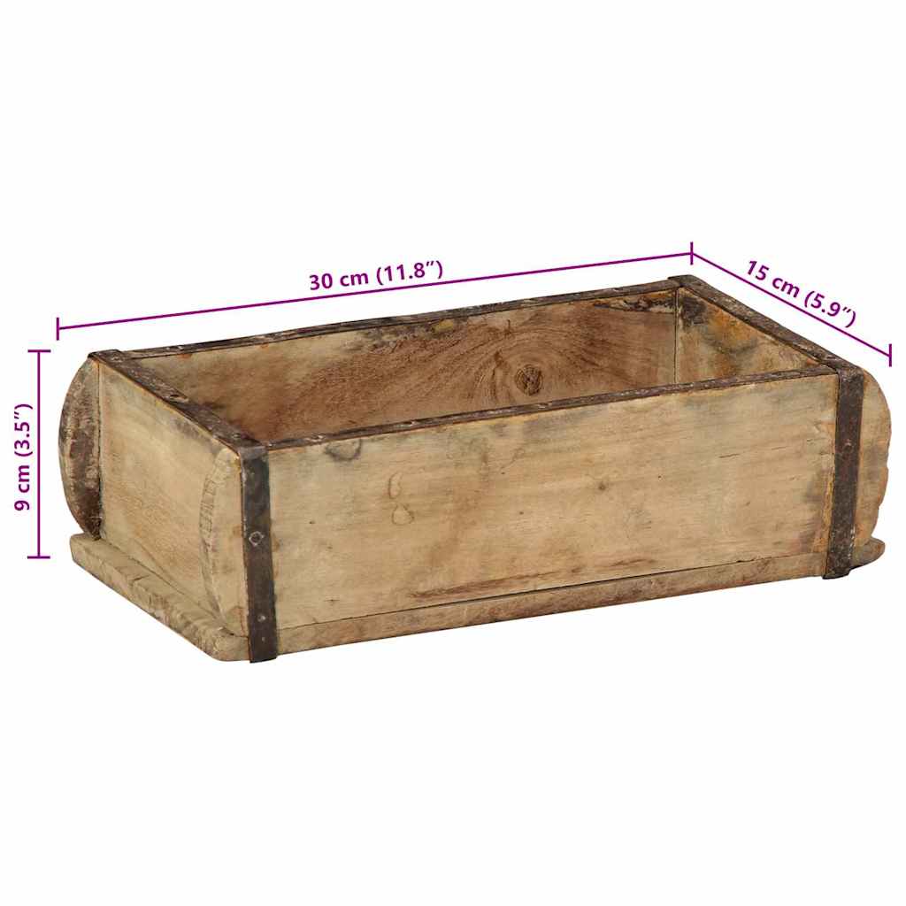 Vassoio 4 pz Marrone 30 x 15 x 9 cm Legno Recuperato Massello