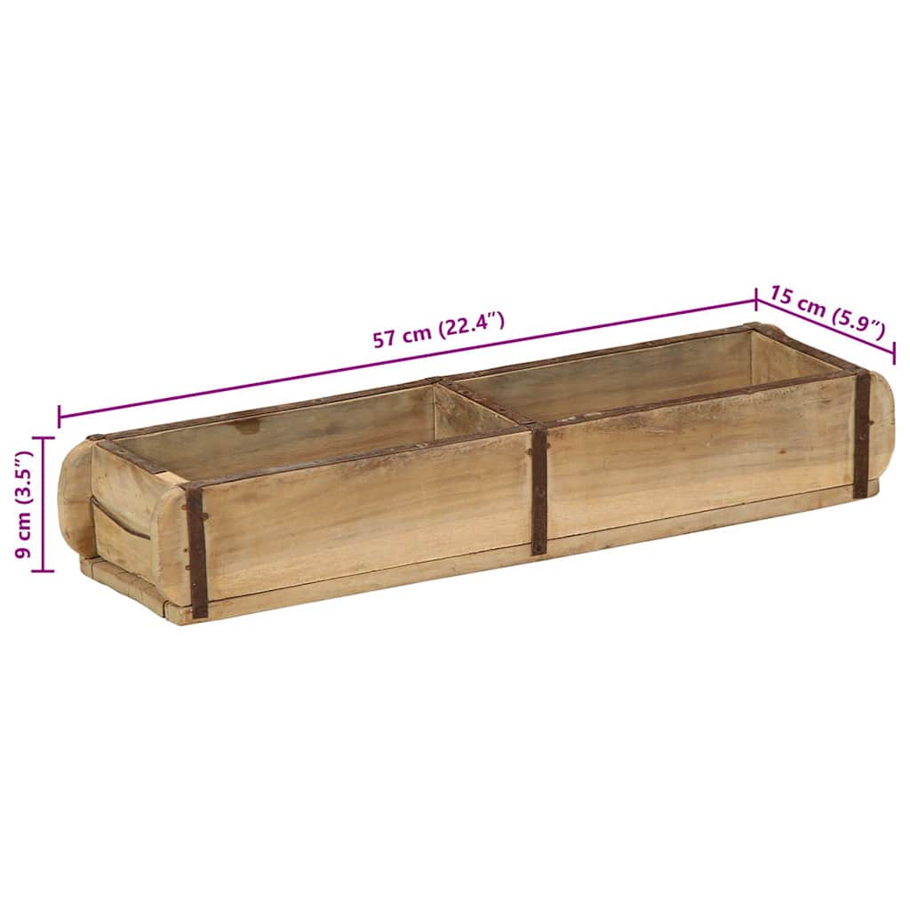 Vassoio Marrone 57 x 15 x 9 cm Legno Recuperato Massello