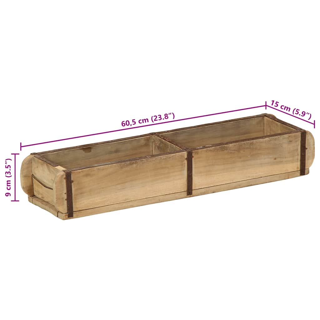 Vassoio 4 pz Marrone 57 x 15 x 9 cm Legno Recuperato Massello