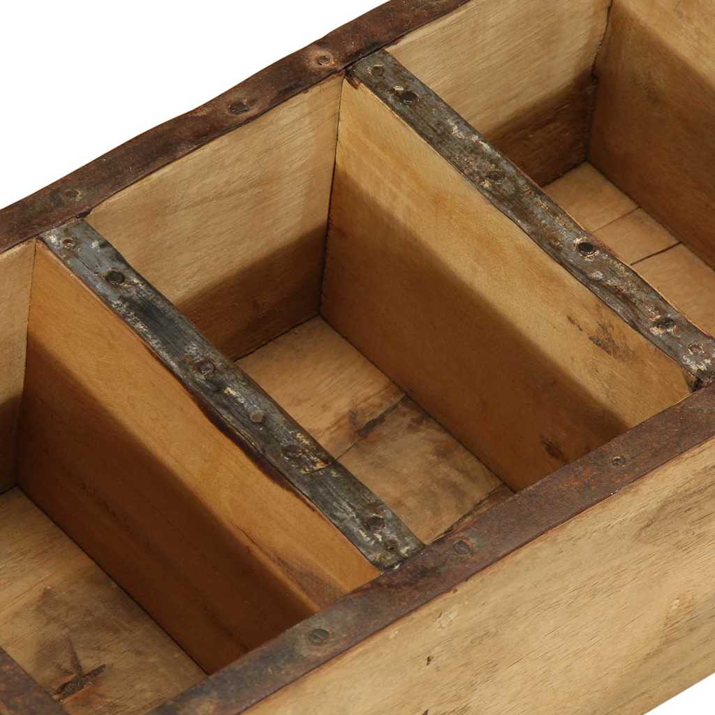 Vassoio 4 pz Marrone 30 x 14 x 9 cm Legno Recuperato Massello